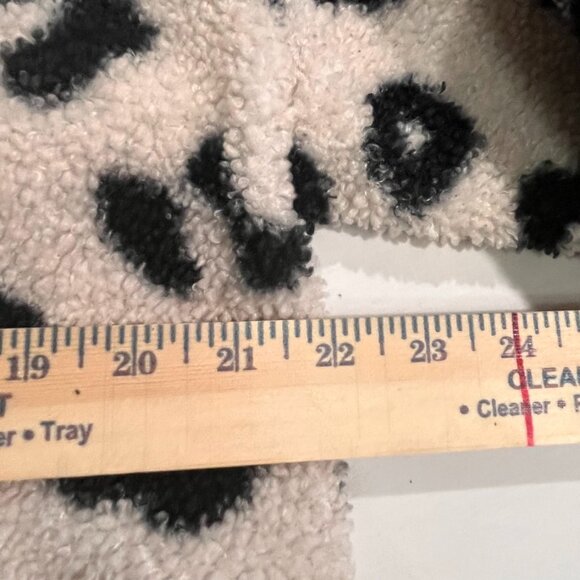 LOFT Leopard Print Sherpa Fleece Pullover Plush Cozy Snap Collar Top Medium - Picture 7 of 10